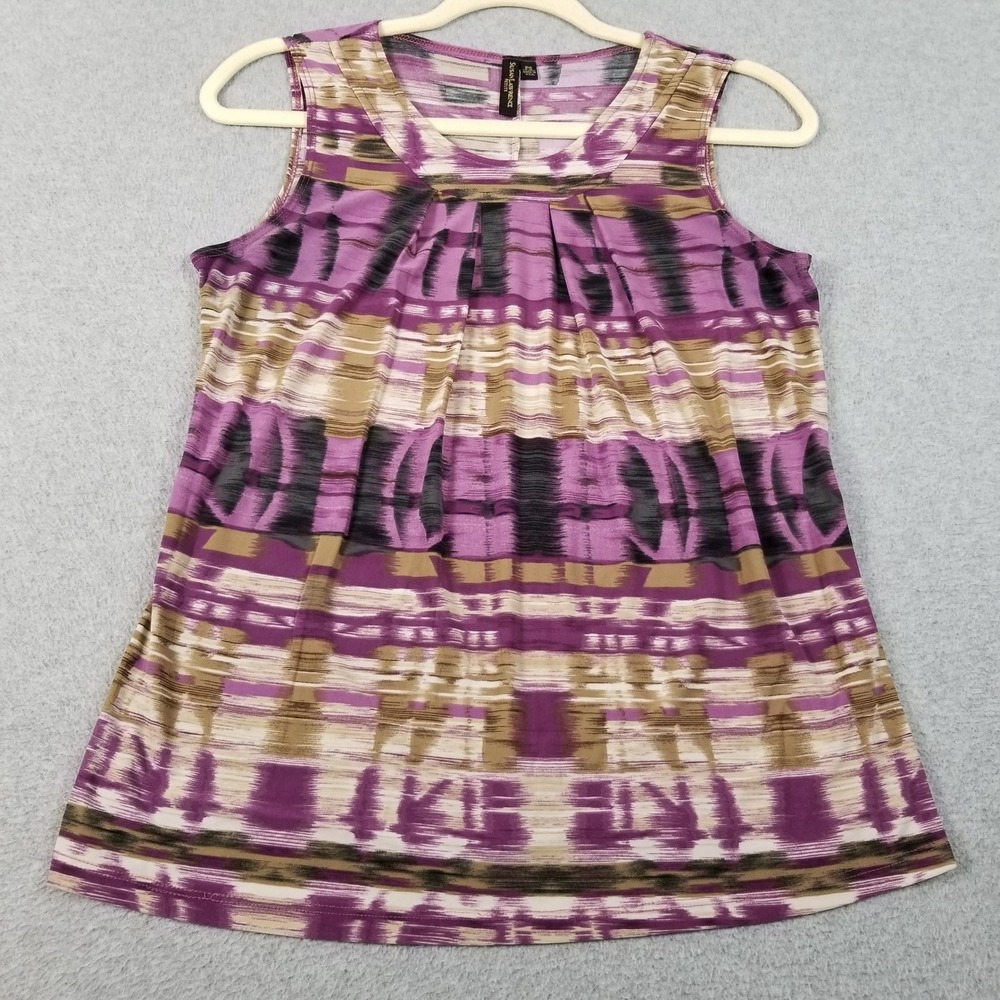 Susan Lawrence Tank Top Women's PS Petite Small Purple Brown Abstract Sleeveless